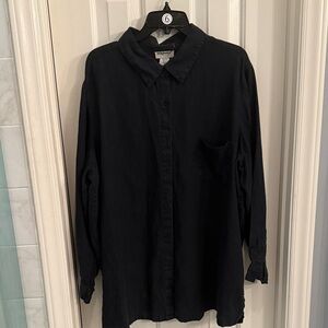 Black Button-Up linen Shirt, Bridgewater 2X